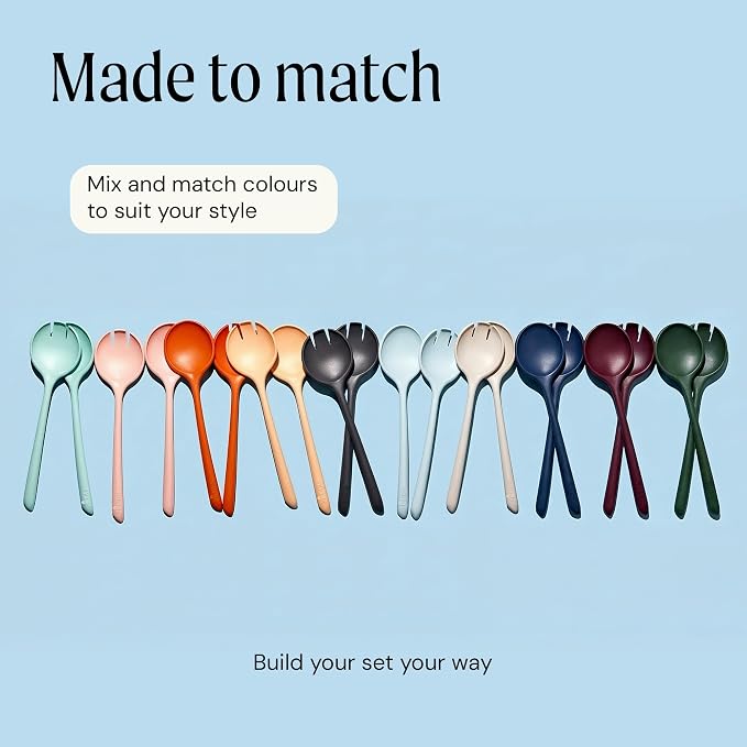 Salad Servers - Spoon and Fork Serving Set, Certified Recycled Food-Safe Plastic - Image 8