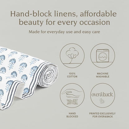 Over&Back 18x90 Hand-Blocked Printed Cotton Table Runner - Image 2