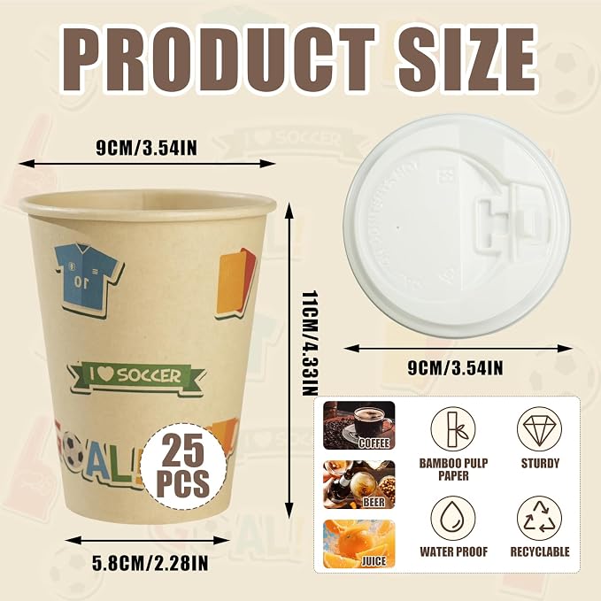 12 OZ 25 Pack Disposable Cups Paper Coffee Cups - Image 3