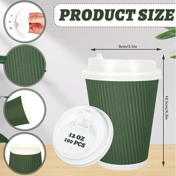 Whaline 100Pcs Woodland Themed Disposable Coffee Cups - Image 2