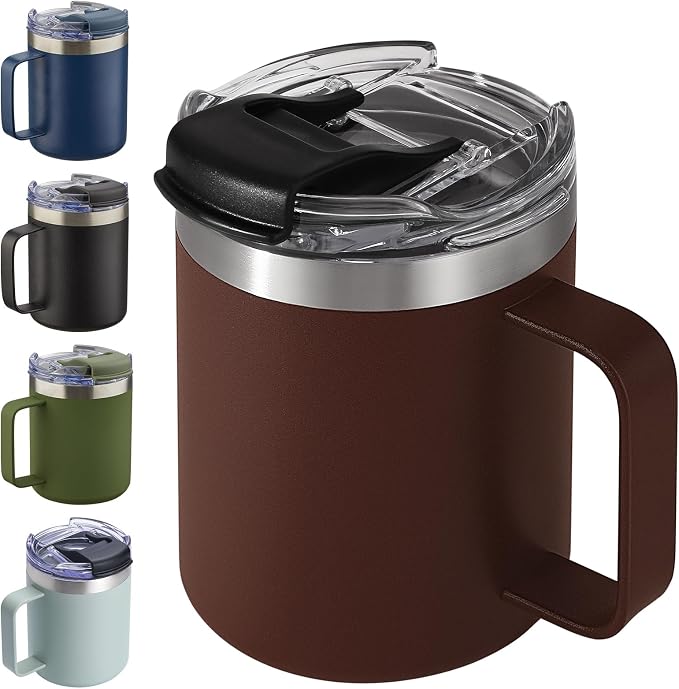 12oz Insulated Travel Coffee Mug by ALOUFEA