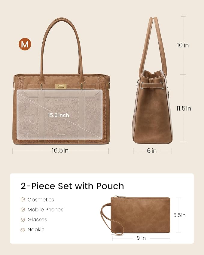 LOVEVOOK Laptop Tote Bag for Women, 2-in-1 Work Teacher Bags - Image 5