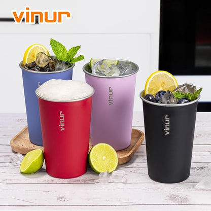 16 oz Stainless Steel Pint Cups-Stackable Metal Drinking Glasses 4 Pcs | - Image 5