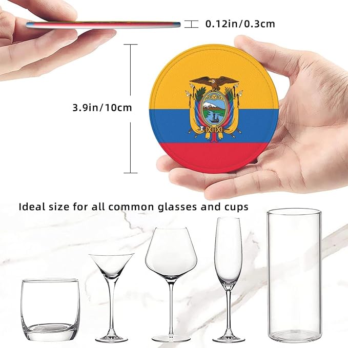 6 Pack Ecuador Flag Leather Coaster - Image 4