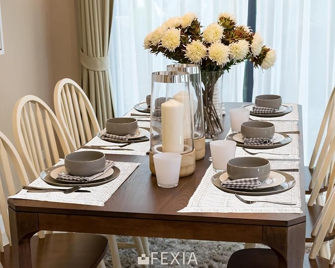 Beige Boho Placemats Set of 6 Table Mats Farmhouse Home Dining Decor | 12x20" - Image 7