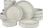 Bloomhouse - Two Time Oprah's Favorite Things Winner - Santorini Mist Double Bowl Terracotta Reactive Glaze Plates and Bowls Dinnerware Set - Moonstone White, Service for Four (16pcs)