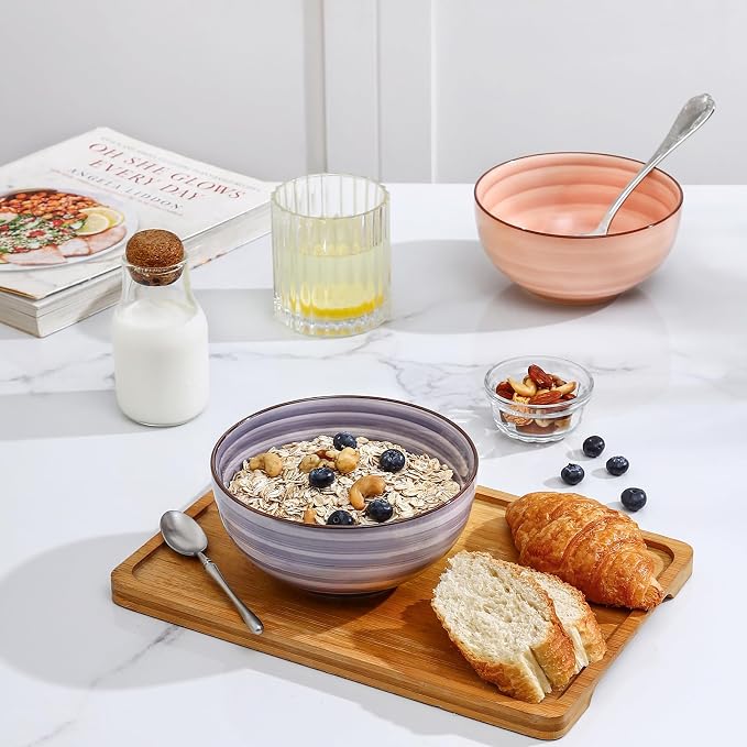 Selamica Ceramic Cereal Bowls Set of 6, 24 OZ Soup Bowls - Image 2