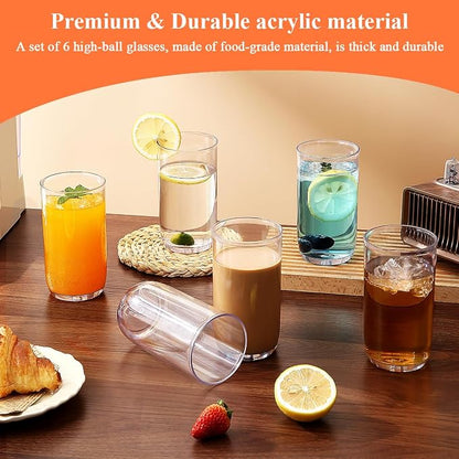HOMQUEN 14oz Highball Glasses, PET Clear Plastic Water Glasses, Beer Glasses - Image 3