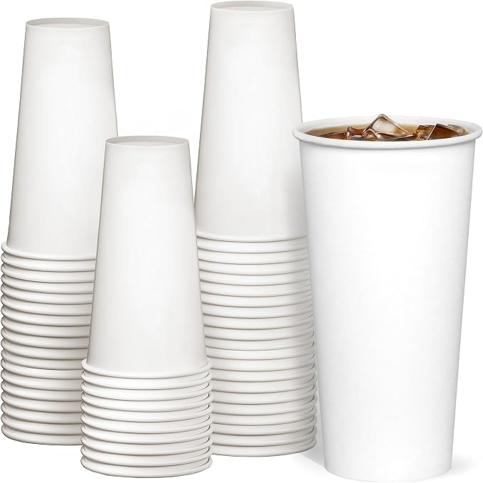 GUSTO 20 oz Disposable White Paper Cups Hot Coffee Cups | Eco-Friendly Material by GUSTO