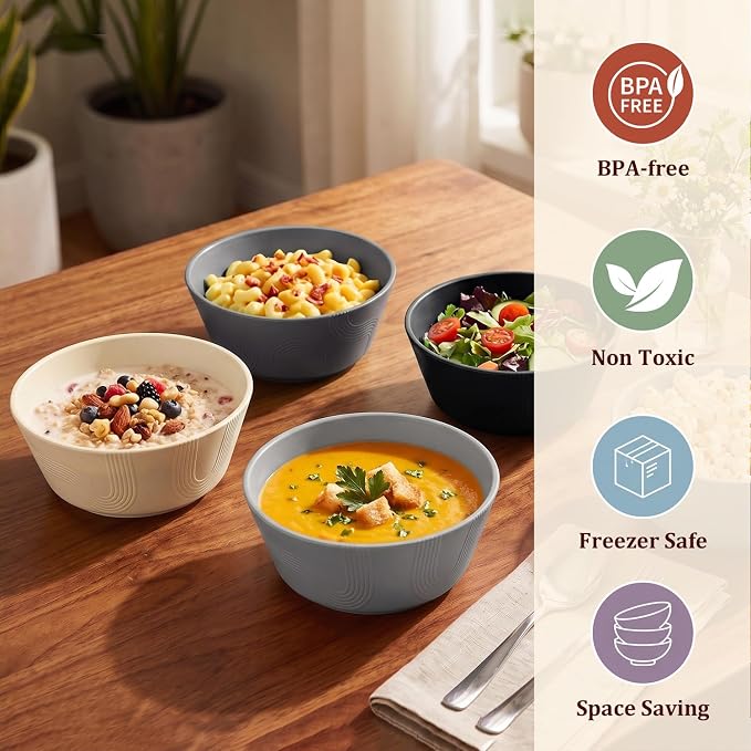 PYRMONT Large Salad Bowl 36 OZ Wheat Straw Bowls Set of 8 Alternative Plastic - Image 6