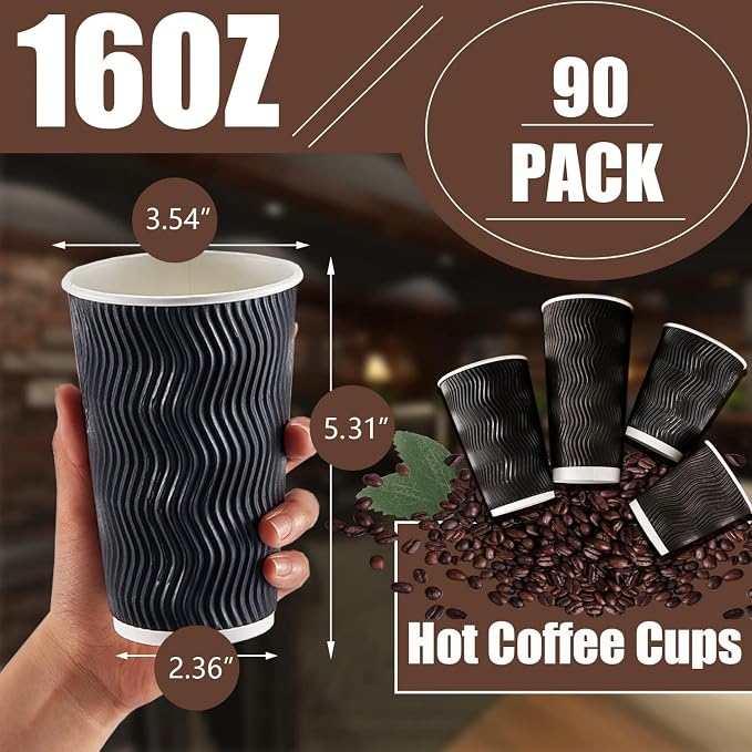 Lamosi 3 Pack 16oz Ripple Insulated Disposable Cups - Image 2