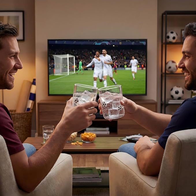 SiliFine 2 Pcs Soccer Icon Juice Glasses, 14oz Ball Sport Stemless Wine - Image 6