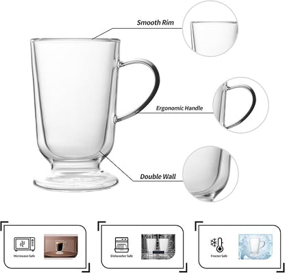 NIRA.Z 12.5 OZ Double Walled Glass Coffee Mugs - Image 3