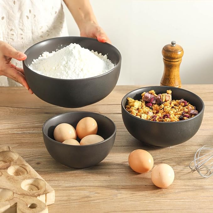 Tikoore Ceramic Mixing Bowls Set，Soup Bowls Set of 3, Stoneware Nesting Bowls - Image 8