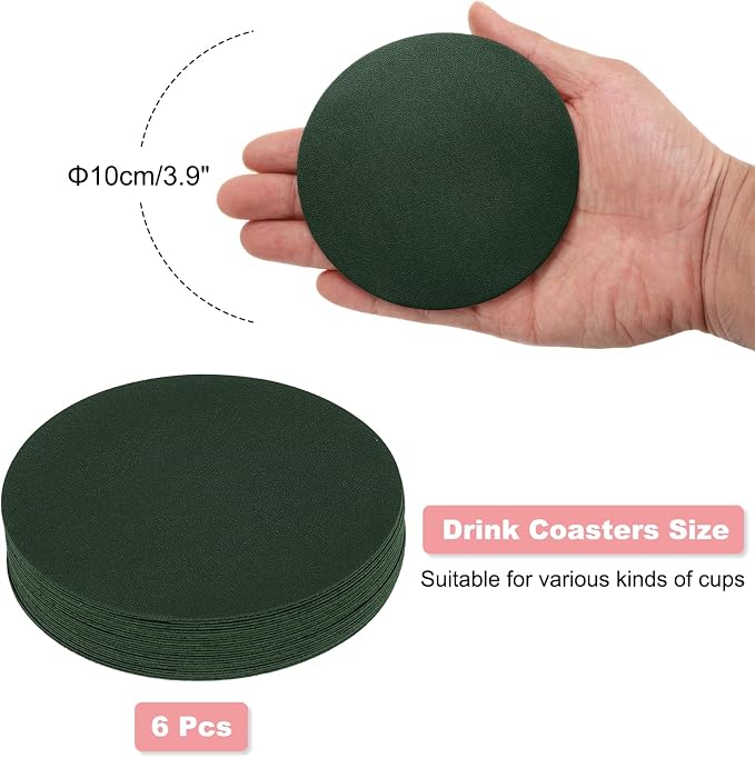 uxcell Round Drink Coasters Set of 6 Dual Sided Non-Slip Non-Stick Waterproof - Image 2