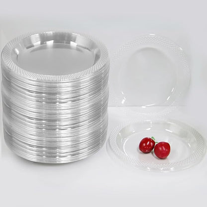 6 Inch Clear Plastic Plates 100 Bulk Pack - Disposable Cake Plates for Dessert & Appetizers, BBQ, Party, Travel and Events,Recyclable (pack of 100 clear)