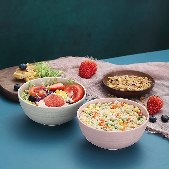8 OZ Small Bowls Set Cereal Bowls Wheat Straw Bowl Assorted Color Dessert Bowls - Image 7