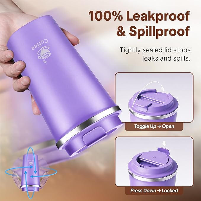 17oz Travel Coffee Mug, Leakproof Vacuum Coffee Cup Insulated Tumbler | 304 - Image 6