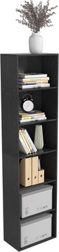 Wooden 6 Cube Storage Organizer, Vintage Brown 6 Cube Storage Shelf, 6 Tier Closet Organizers Storage Cubes Display Cubby for Any Space (Black, 6 Cube-W(15.7inch))