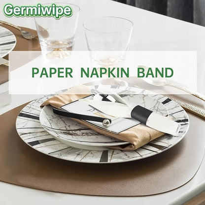 Germiwipe 2500 Pcs Black Napkin Bands,Paper Napkin Rings Self-Adhesive,Silverware Wraps Bands, Perfect for Birthday Parties, Weddings, Family Reunion & Events