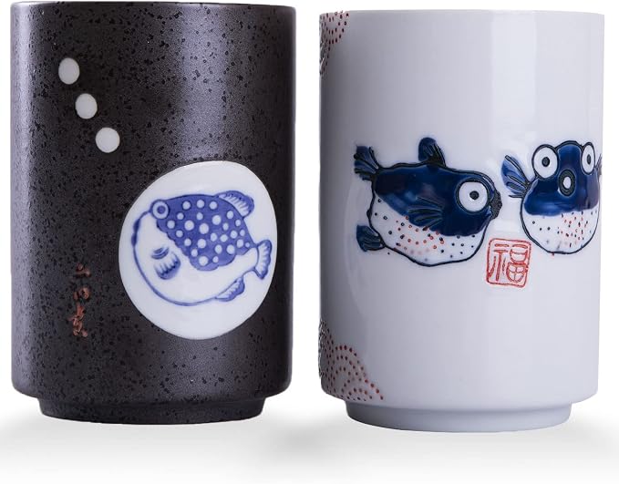 WHJY 10oz Transitional Chinese/Japanese style Handle-less Ceramic Tea cups by WHJY