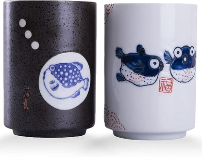 WHJY 10oz Transitional Chinese/Japanese style Handle-less Ceramic Tea cups by WHJY