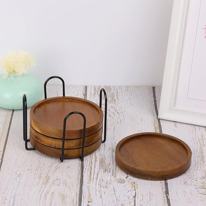 4 Pcs Wood Coasters for Drinks Absorbent, Wooden Coasters - Image 7