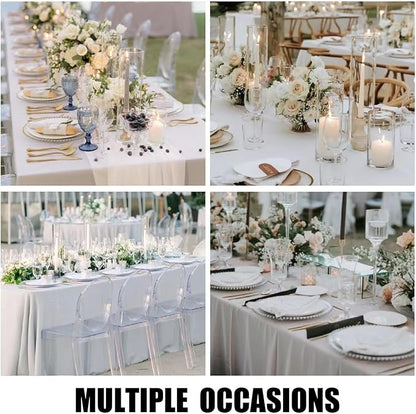 10 Pack White Table Cloth 60 x 102 Inch Polyester tablecloths for 6 FT Rectangle Tables, Stain and Wrinkle Resistant Washable Fabric White Table Covers for Parties