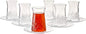Pasabahce Crystal Turkish Tea Glasses and Saucers, 6 Cups and 6 Plates Perfect by Pasabahce