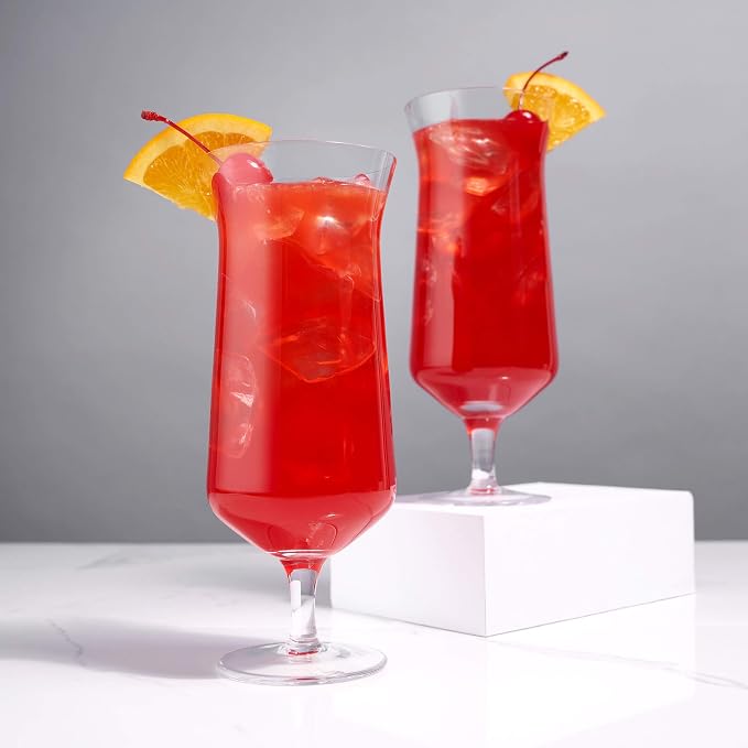 Viski Raye Hurricane Glasses, Tropical Cocktail Glass, Crystal Glasses Gift set - Image 4
