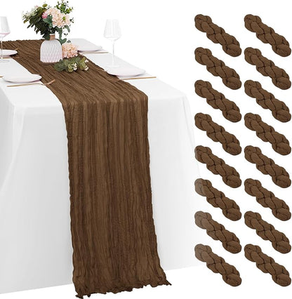 16 Pack Brown Cheesecloth Table Runners 20x120 Inch Gauze Table Runner Cheese by Yorcari