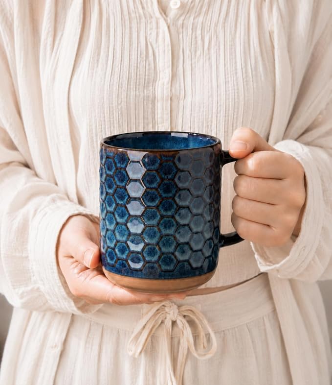 GBhome Coffee Mugs Set of 4, 16 oz Blue Coffee Cups - Image 4