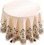 patdrea Designer Blue Small Tablecloth for Round Table,Linen Leaves Pattern Anti-Wrinkle Floral Tablecloths,Farmhouse Floral Table Cover Decor for Kitchen Dining,Thanksgiving,Diameter 55"-Ivar B