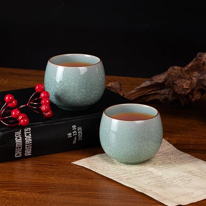 KAMMAK Japanese Tea Cups, 5 Oz Small Handmade Ceramic Teacups, Loose Leaf and - Image 6
