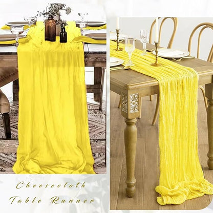 Yellow 6 Pieces Cheesecloth Table Runner 10FT Runner - Image 5
