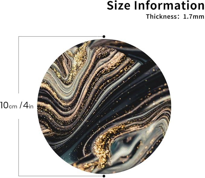 Black Gold Marble Style Coasters Set of 6 Coasters - Image 3