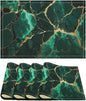 Marble Linen Placemats Set of 4, Modern Luxury Foil Texture Hunter Green White Gold Marble Washable Cloth Place Mats, Non-Slip Dining Table Placemats for Home Kitchen Party Banquets Decor 12x17 Inch