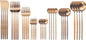 JASHII 32-Piece Tableware Set Stainless Steel Flatware Set with Coffee Spoon Long Handle Spoon Premium Cutlery Service for 4 Satin Finish Utensils for Home (Copper)