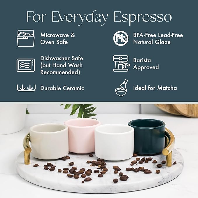 Folk Ceramics Leonard Ceramic Espresso Cups | Modern Stackable Demitasse Mugs - Image 5