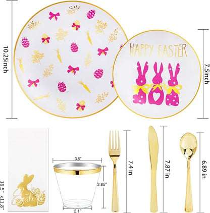 175 Pcs Easter Plates for Party | Bunny Design Disposable Dinnerware Set. - Image 6