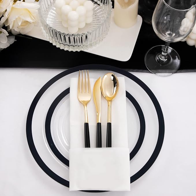 U-QE 120pcs Black Plates Disposable - Image 2