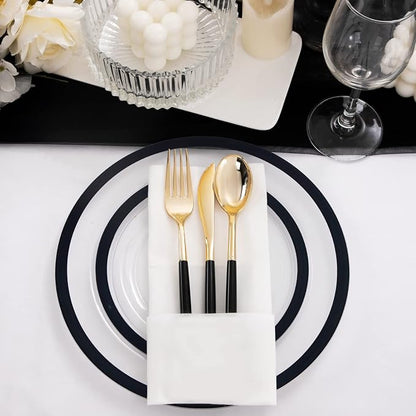 U-QE 120pcs Black Plates Disposable - Image 2