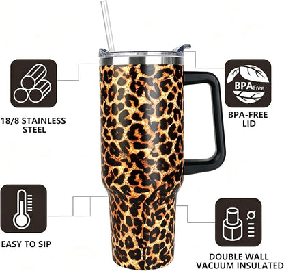 SYACOT 40 oz Tumbler with Handle and Straw Stainless Steel Insulated Tumbler - Image 2