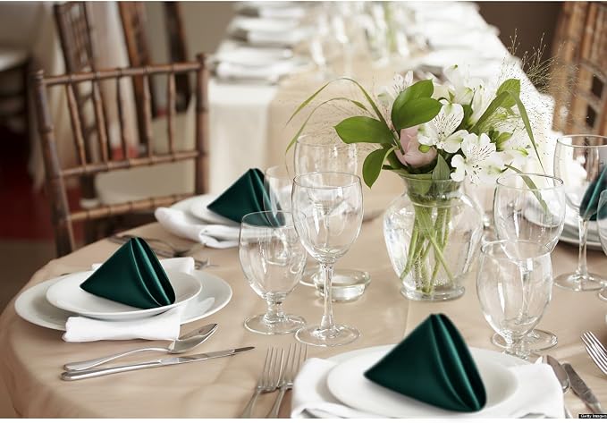 P Pothuiny 24 Pcs Green Satin Napkins 17 x 17 Inch, Satin Cloth Napkins | - Image 7