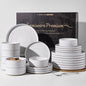 Stoneware Dinnerware Sets for 8, Reactive Glaze Plates and Bowls Set, Chip & by FamiwarePremium