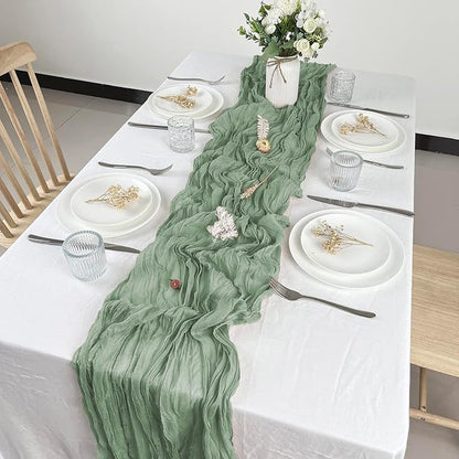 12 Pcs Sage Green Cheesecloth Table Runner 13ft Boho Gauze Cheesecloth Table - Image 2