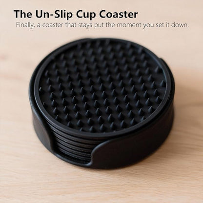 Ortarco 6 Pack Drink Coasters with Holder, Silicone Cup Mat for Hot or Cold Drinks, Non-Slip, Non-Stick