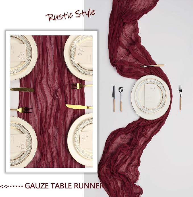 6 Pack Burgundy Cheesecloth Table Runner 10Ft Gauze Red Cheese Cloth Runner - Image 6