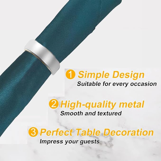 8 Pcs Silver Napkin Rings-Stainless Steel Napkin Rings | Metal Napkin Ring - Image 6