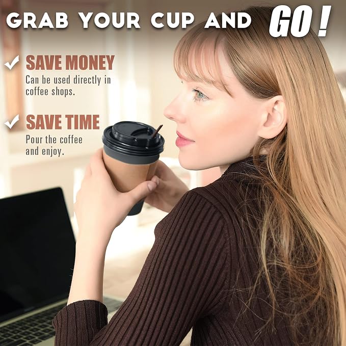 100 Pack - 12 oz Disposable Coffee Cups To Go - Image 2